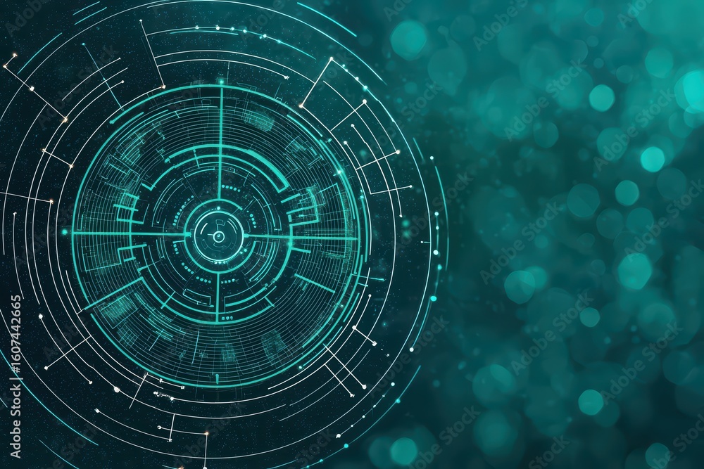 Aufkleber futuristic digital interface with abstract circular design