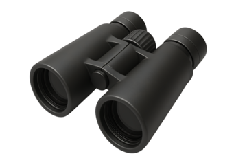 Black binoculars isolated on transparent background