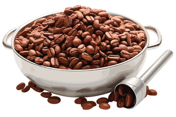 splashing coffee with coffee beans, isolated on white background,  vector and illustration 