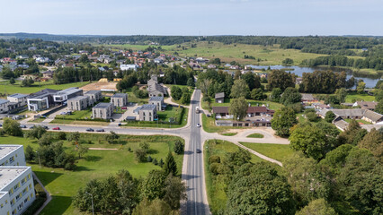 Aerial View of Suburban Neighborhood with Greenery
