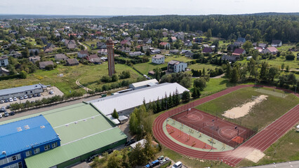 Aerial View of Sports Complex and Residential Area