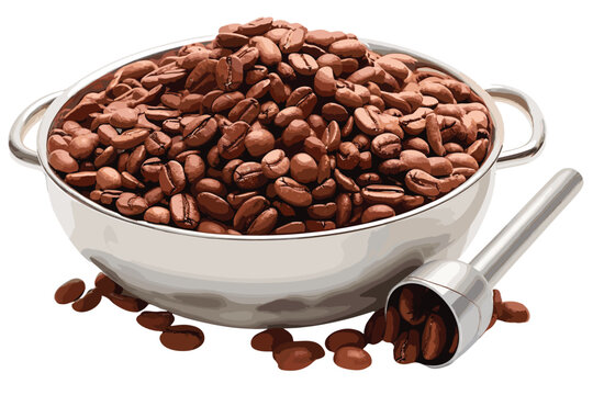 splashing coffee with coffee beans, isolated on white background,  vector and illustration 