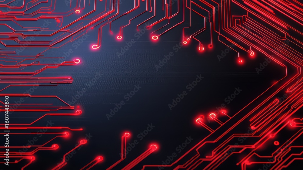 Poster abstract red circuit board background with space for text