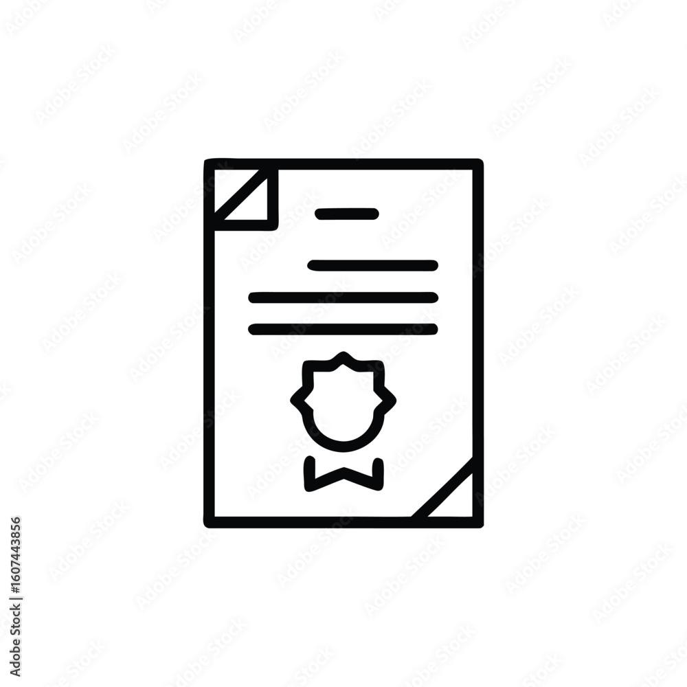Poster minimalist outline icon a document with seal text paper badge