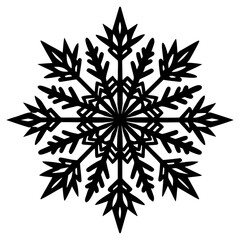 Naklejka premium A detailed black and white illustration of a snowflake isolated on a white background