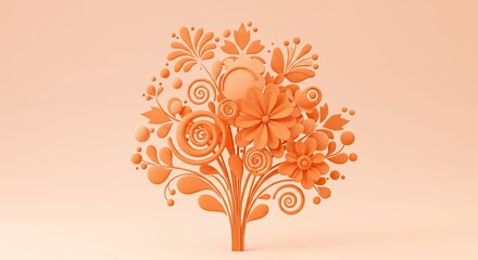 Vibrant Digital Bouquet Composed of Spirals, Circles, and Bold Floral Motifs on a Clean Background