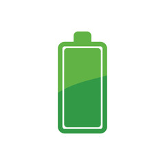 Green Battery Icon with Full Charge Indication and White Border.