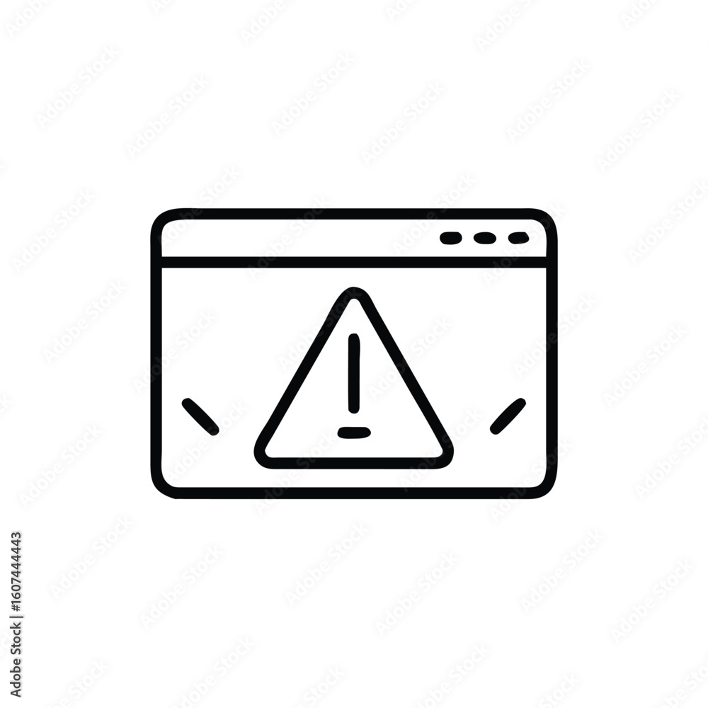 Fototapete outline a computer window with a warning symbol inside alert error