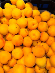 A collection of ripe, golden apricots arranged in a heap, showcasing their natural freshness and texture, ideal for promoting fruit markets, healthy eating, or agricultural produce.
