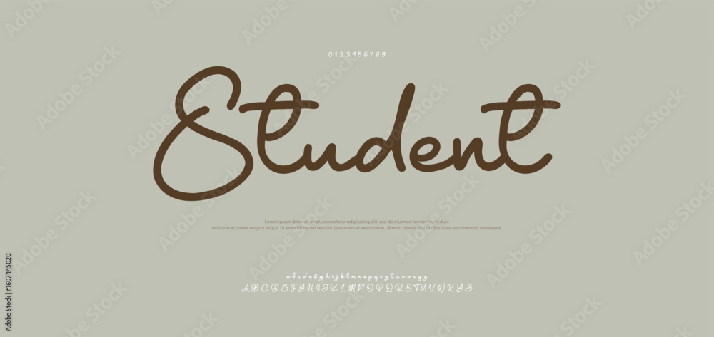 Fototapete student handwritten script font. casual modern typography design. signature font calligraphy logotyp