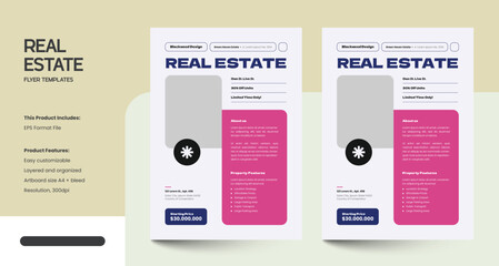 Fototapeta premium Clean, Modern and Professional Real Estate Flyer Design Template