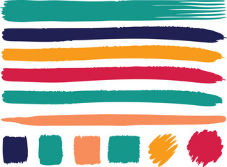 Obraz premium colour Black set paint, ink brush, strokes, brushes, lines, Set of paint brush stroke and abstract grunge banner for graphic background Rectangle brush collection. Grungy brushes collection. Vector b