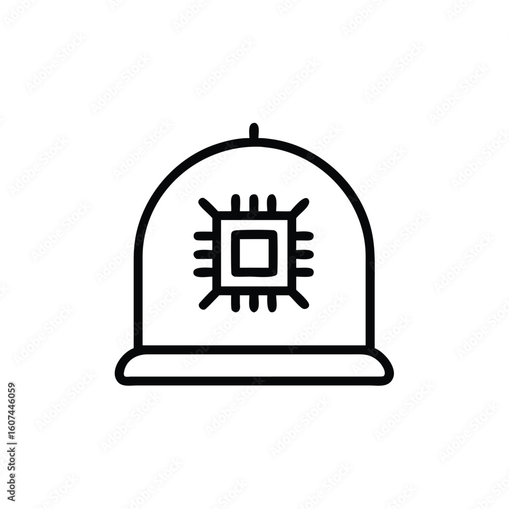 Fototapete outline icon a computer chip inside a dome technology circuit