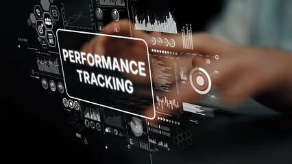 Digital Performance Tracking Interface with Data Metrics and Analytics Overview. Asymptotic smart...