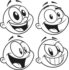 Cartoon Faces with Various Expressions A Collection of Joyful Illustrations Depicting Human Emotions