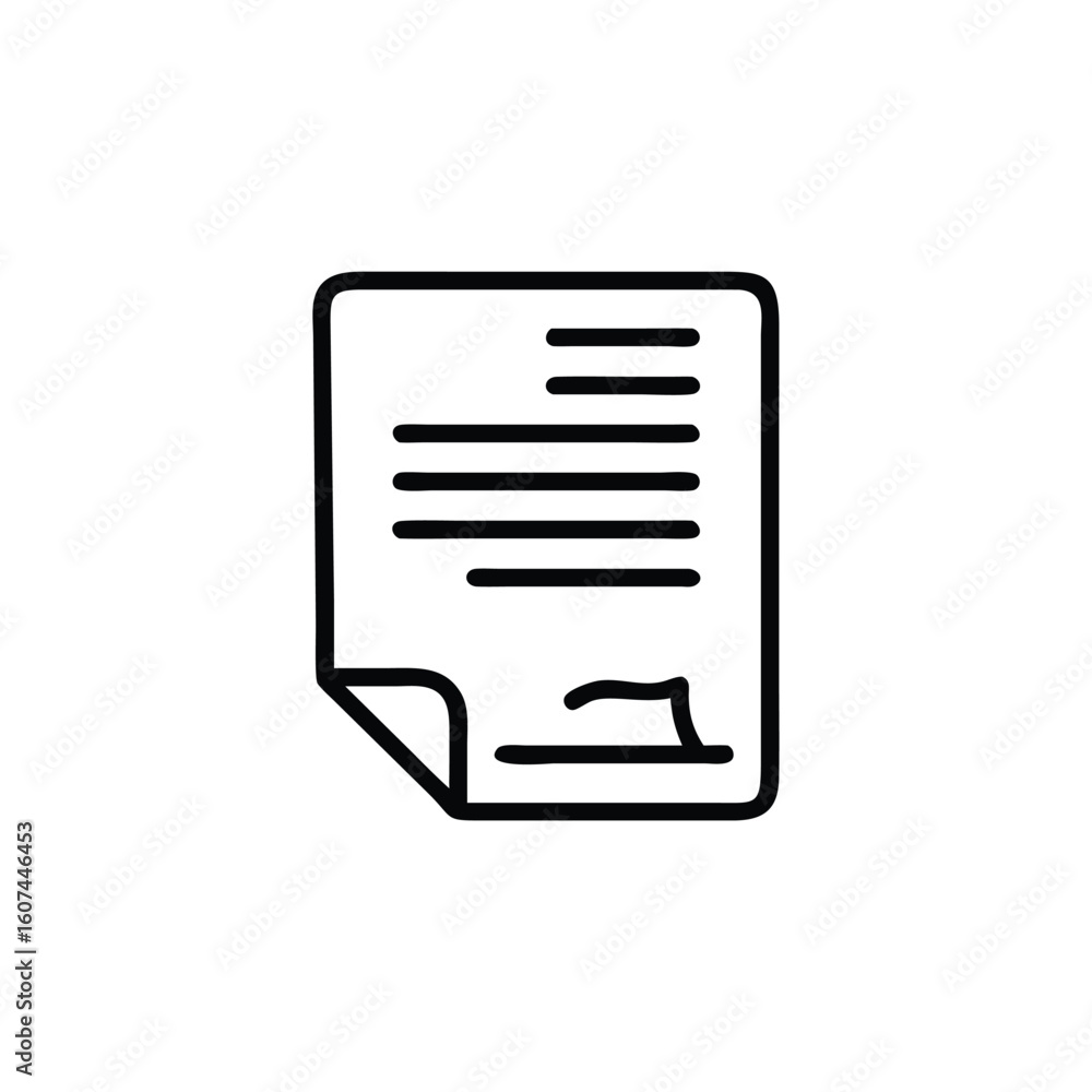 Aufkleber outline icon a document with text signature paper contract