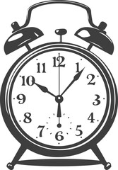 Illustration of an Antique Alarm Clock Showing the Time as TenOFive