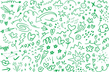 Hand drawn baby doodle icon collection with toys, clothes, bottles, and accessories, black and white vector set for nursery, design,