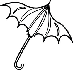 Bat Faced Umbrella in Black and White Gothic Vector Art