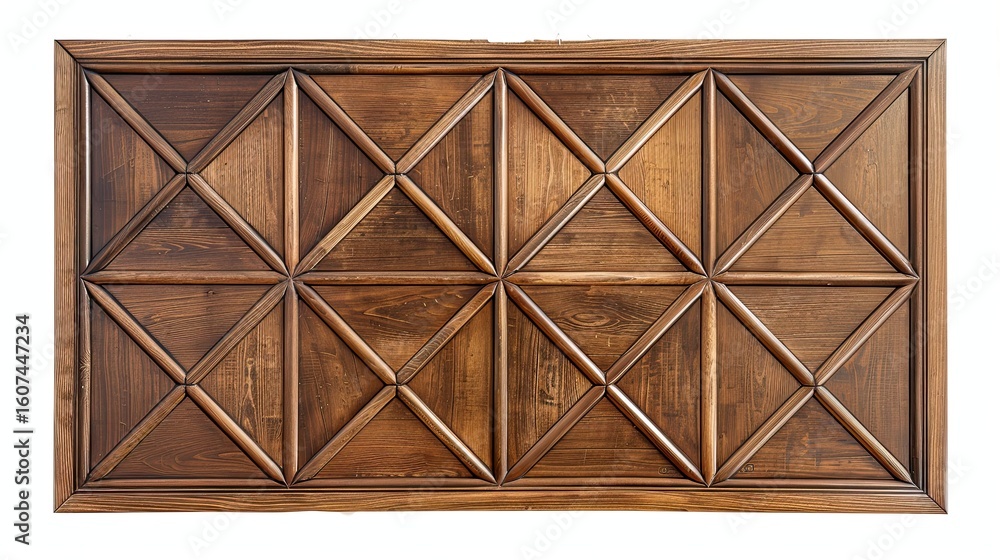 Poster elegant wood panel with geometric design of triangles and square patterns