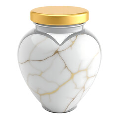 Heart-Shaped Marble Jar with Gold Lid