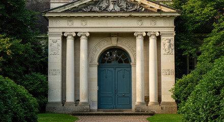 Obraz premium Elegant Classical Entrance with Teal Door.