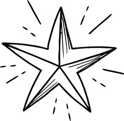Obraz premium Black Scribble Star with Hand Drawn Lines Vector