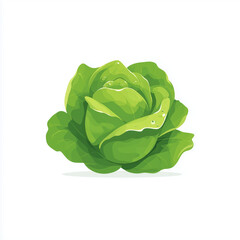 Obraz premium Crisp Green Lettuce – Flat Vector Vegetable Icon
