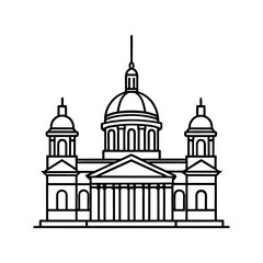 saint petersburg thin contours clear details vector line art silhouette