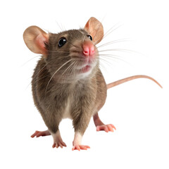 Curious Portrait of a Brown Isolated Rat, Featuring Pink Nose, Whiskers