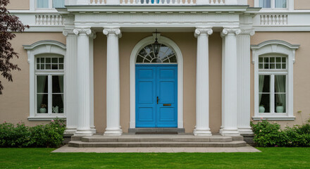 Obraz premium Elegant Entrance with Blue Door.