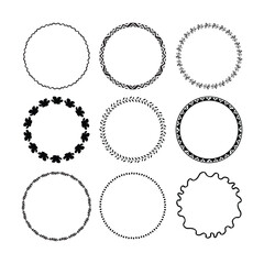 Set of Decorative Circular Frames, Floral wreaths and dividers, wreaths set, circular pattern