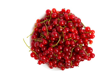 Red Currants in Bowl Top View, isolated on transparent background, PNG