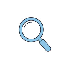 Simple Flat Icon of a Blue Magnifying Glass.
