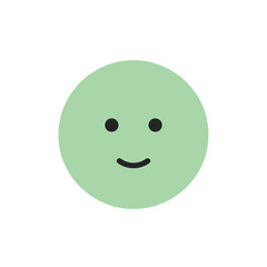 Simple Green Circle with Happy Face Icon.