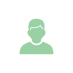 Simple Green Silhouette of a Person with Short Hair and Rounded Shoulders.