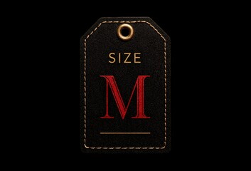 Size M. Text. Label, tag, price tag for designers, marketers and IT. Popular illustration, object, texture. Sphere of trade, economy, sales.