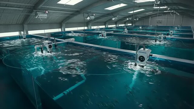 Automated Fish Farming System in Large Indoor Pools for Commercial Production