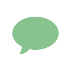 Simple oval speech bubble in a muted sage green color a classic chat symbol.