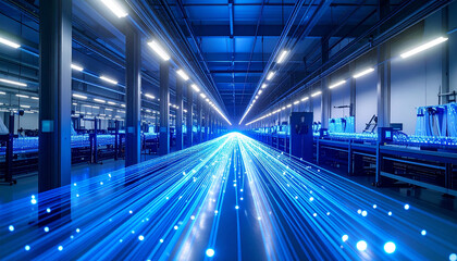 Innovation Flow: The cutting-edge industry, where digital streams converge, forming a vibrant network, symbolizing interconnectedness and progress.