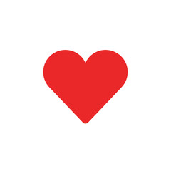 Simple Red Heart Shape on White Background Symbol of Love.