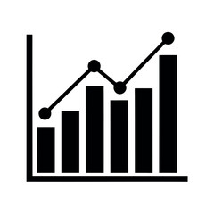 Bar Chart with Trendline Icon Vector Illustration