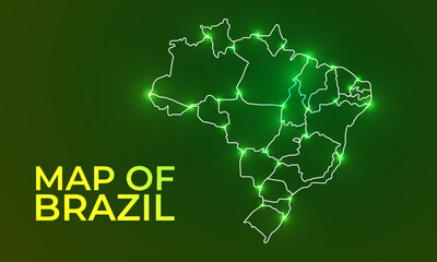 Brazil map in vibrant low poly style, modern geometric design perfect for creative projects.	