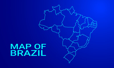 Brazil map in vibrant low poly style, modern geometric design perfect for creative projects.	