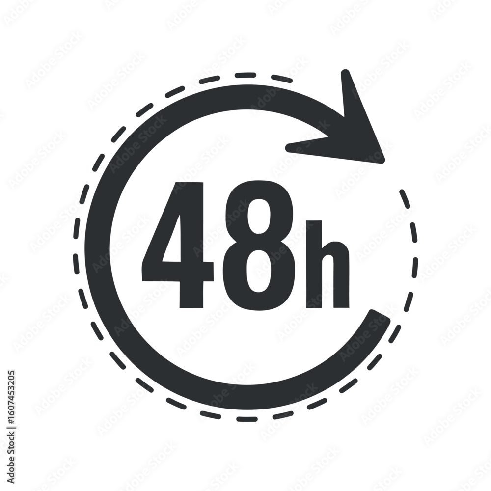 Poster forty-eight hour service icon vector illustration depicting fast delivery and availability with a ci
