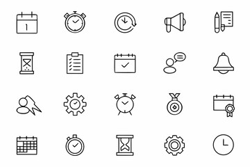 Fototapeta premium A clean and professional set of deadline-oriented icons for project managers, team dashboards, and agile development tools. Great for SaaS, Trello-like apps, Notion templates, and remote team docs