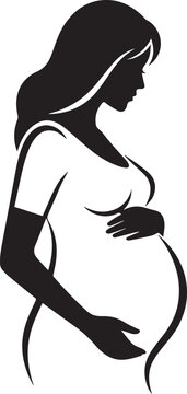 Beautiful Pregnancy Vector Illustration, Black Pragnent Girl Silhouette Vector.eps