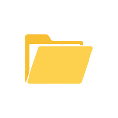 Simple yellow open file folder icon with a flat minimalist graphic design.