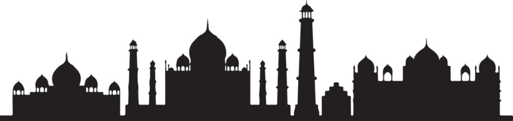 Silhouette of Agra Skyline Vector Illustration on a Clear Background