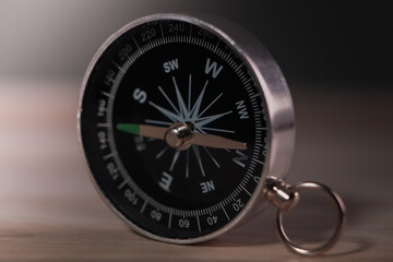 compass in a black background.